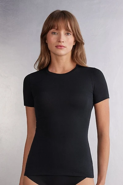Stretch Superior Cotton Short Sleeve Top