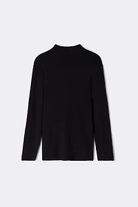 Long-sleeve High-Neck Modal-Cashmere Top