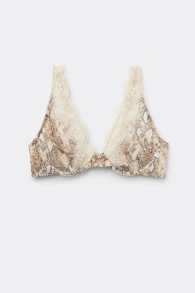 Seductive Glamour Snakeskin Print Balconette Bra