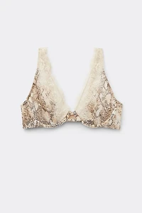 Seductive Glamour Snakeskin Print Balconette Bra
