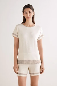Lace Trim Short Pajamas Modal