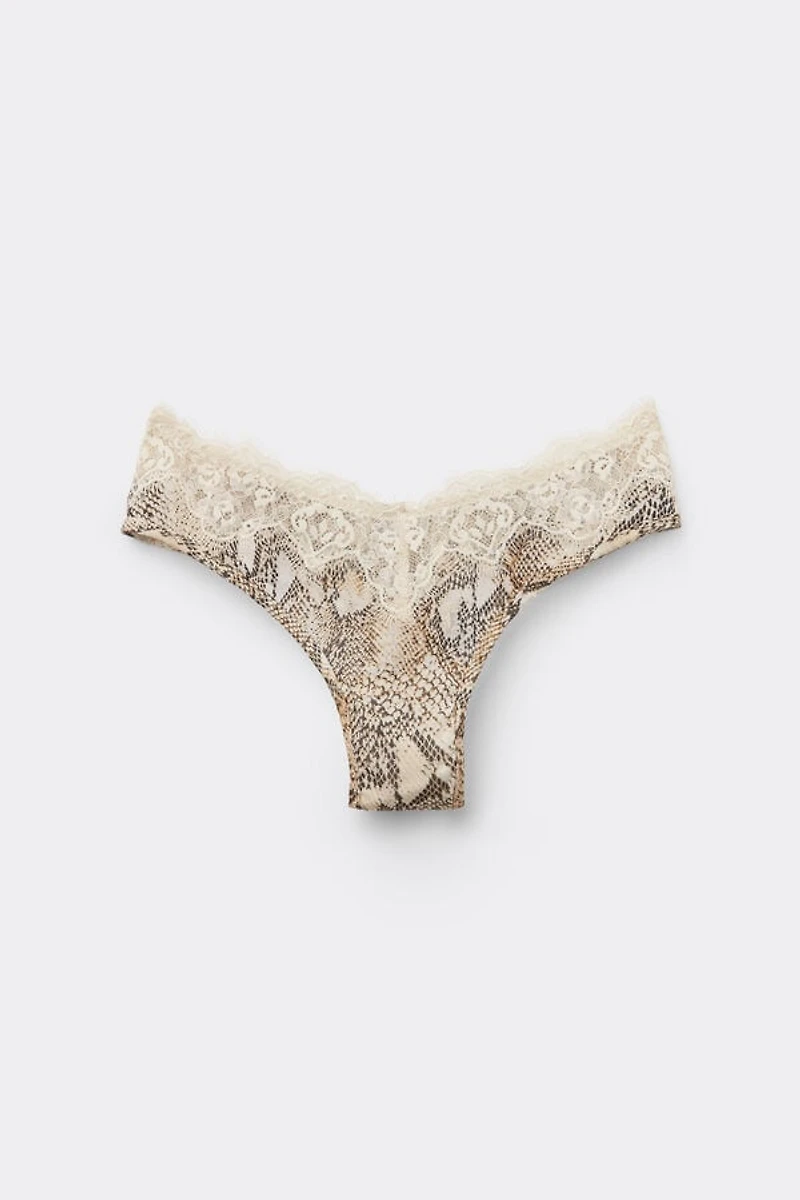 Seductive Glamour Snakeskin Print ‘80s Style Brazilian