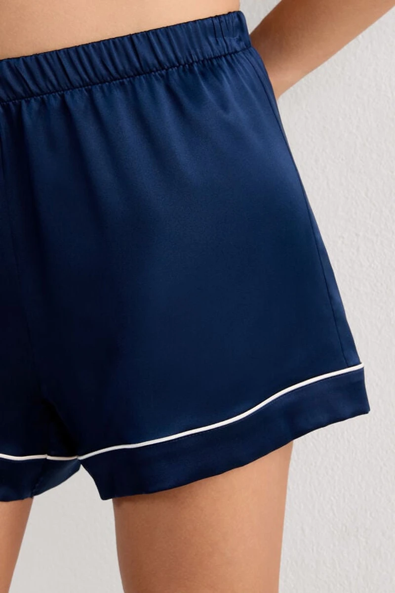 Piped Silk Shorts