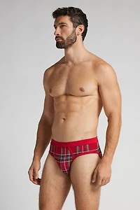 Red Tartan Print Superior Cotton Briefs