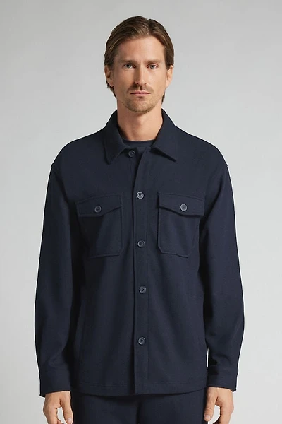 Cloth Fabric Buttoned Overshirt Jacket