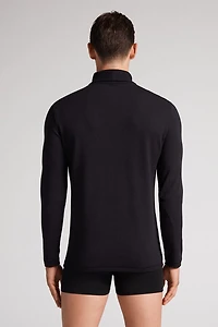 Long-sleeve High-Neck Modal-Cashmere Top