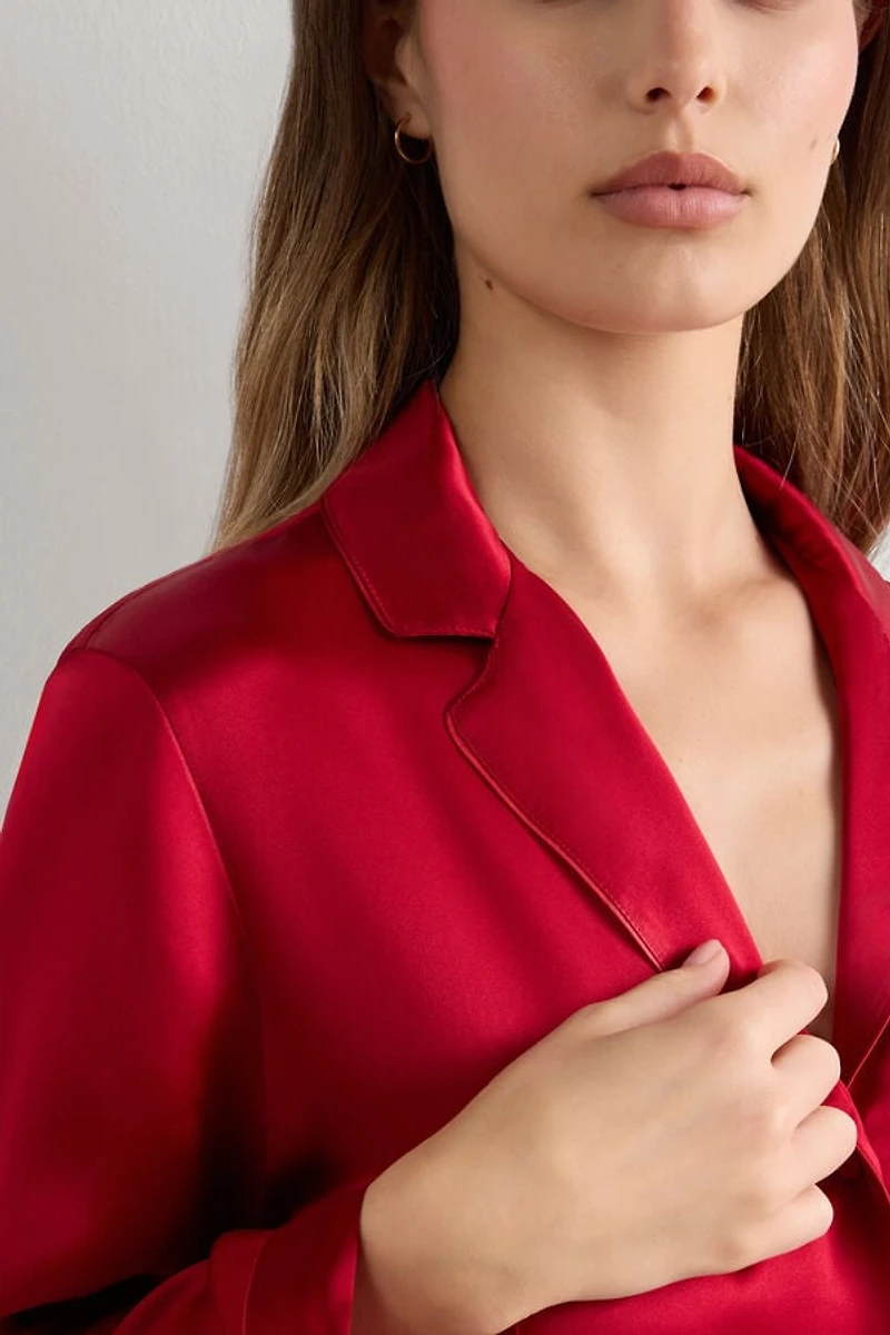 Mannish-Cut Jacket Silk Satin