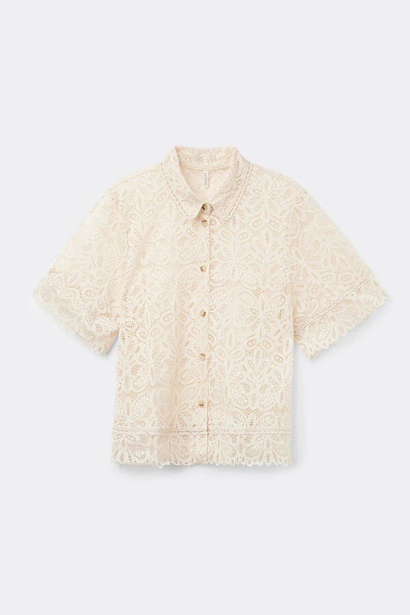 Italian Rivera Short Sleeve Lace Shirt