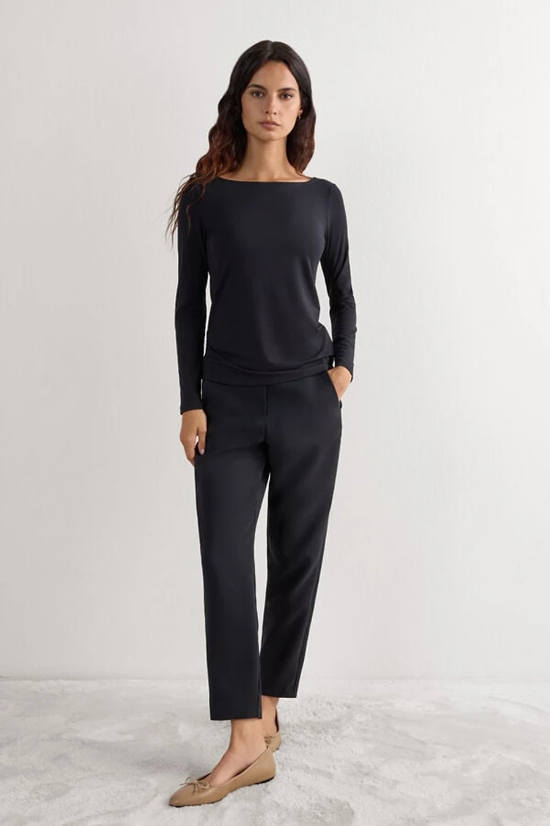 Long Sleeve Bateau Neck Top Micromodal