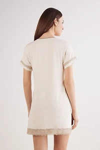 Lace Trim Short Sleeve Nightgown