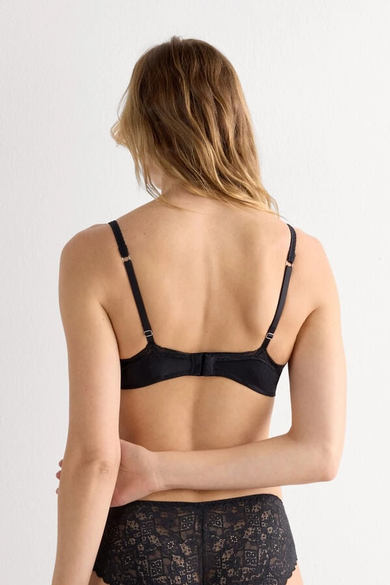Tiziana Wireless Plunge Triangle Bra Silk and Lace