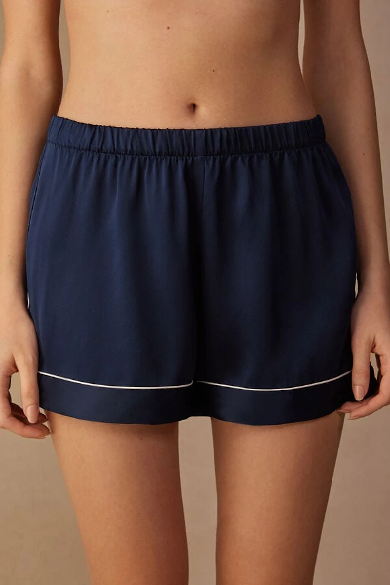 Silk Shorts with Contrast Trim