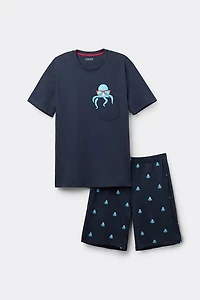 Octopus Print Short Cotton Pajamas