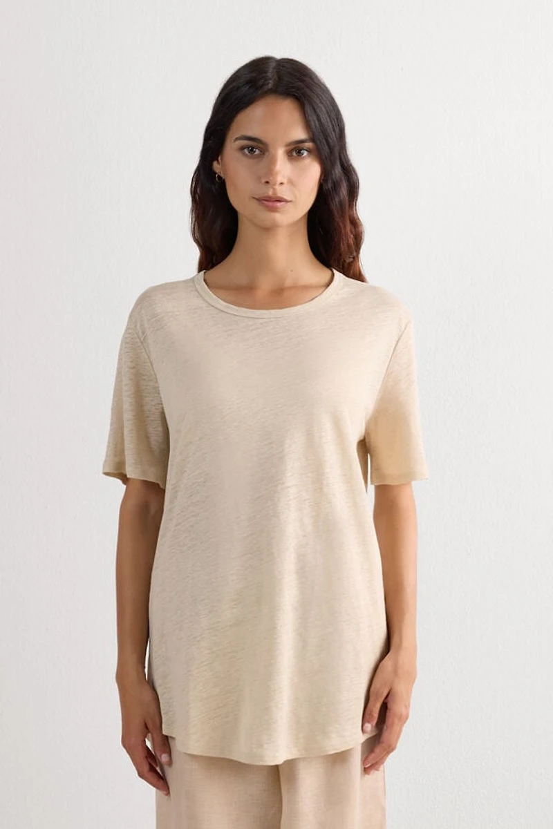 The Pure Linen Short Sleeve Top