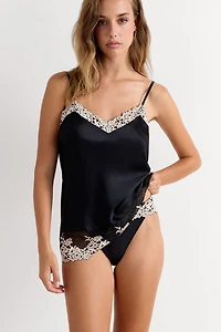 Pretty Flowers Thin Strap Silk Tank Top