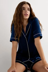 Menswear Cut Short Sleeve Silk Shirt