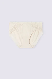Semi-High Rise Cotton and Lace Panties