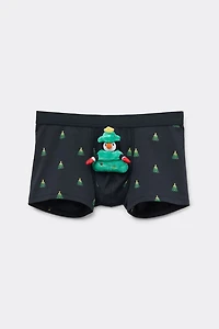Plush Penguin and Christmas Tree Superior Cotton Boxers