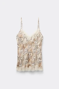 Seductive Glamour Snakeskin Print Viscose Satin Top
