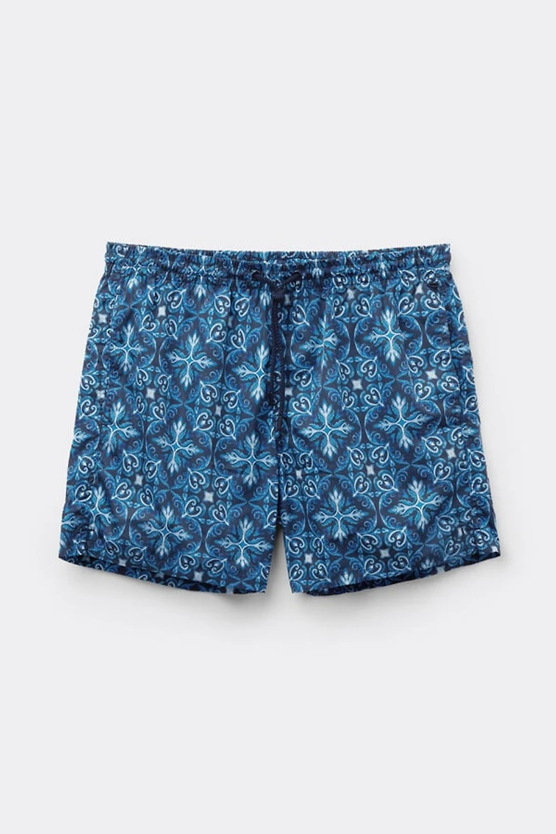 Blue Majolica Print Swim Trunks