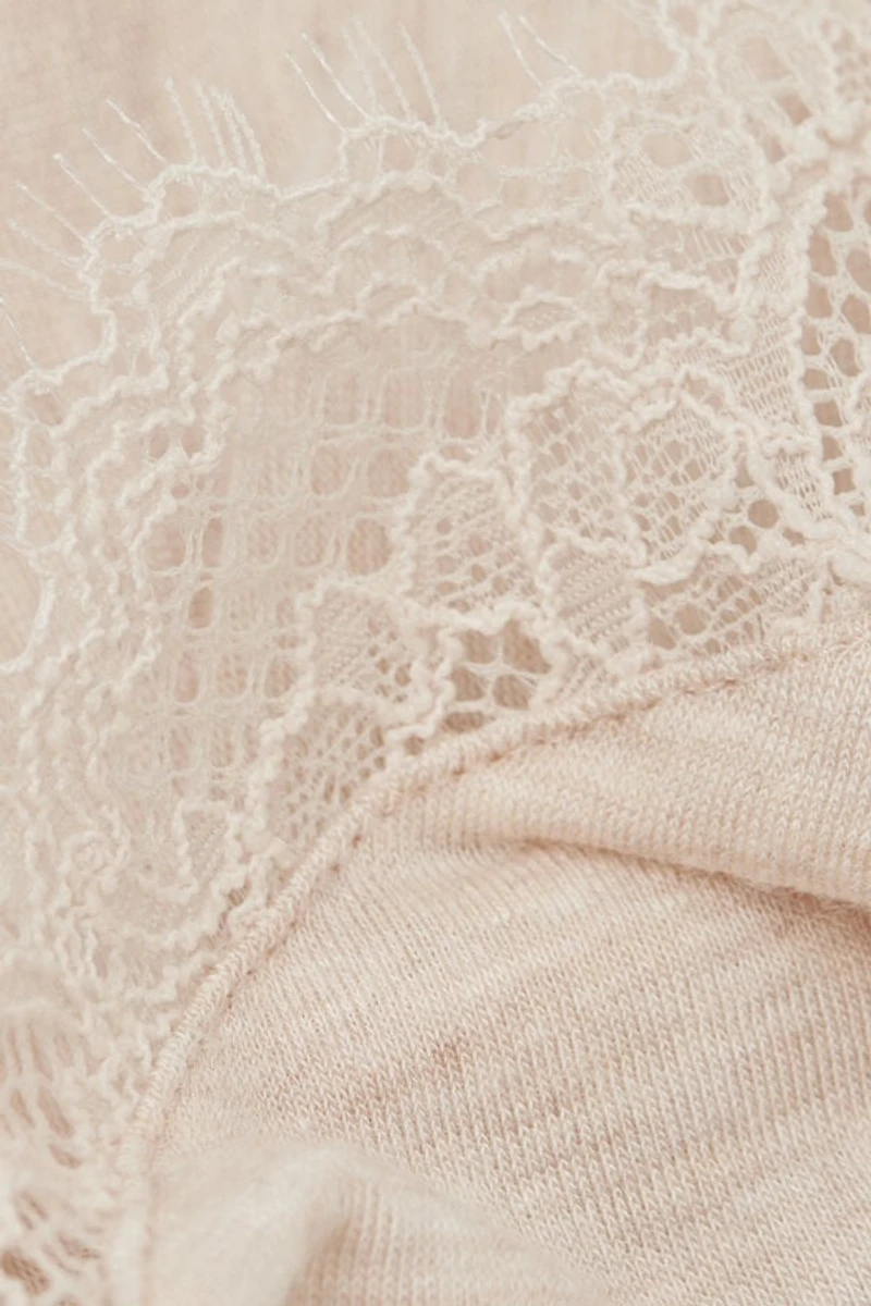 Modal Ultralight Cashmere Blend Top with Lace