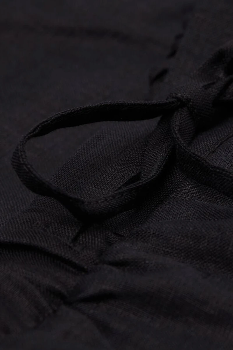 The Pure Linen Full Length Drawstring Pants Fabric