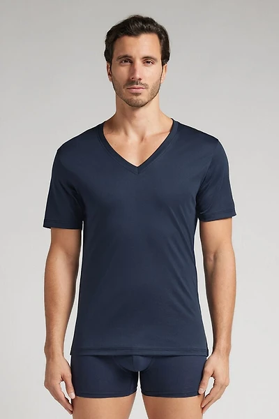 Premium Mercerized Cotton V-Neck T-Shirt