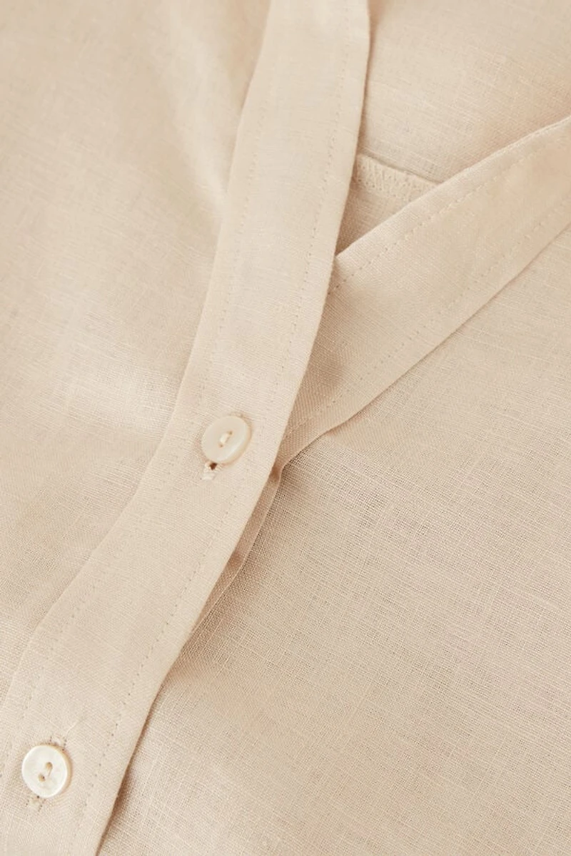 The Pure Linen Short Sleeve Shirt Fabric