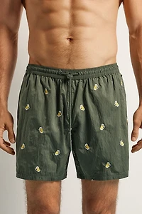 Embroidered Beer Mug Swim Trunks