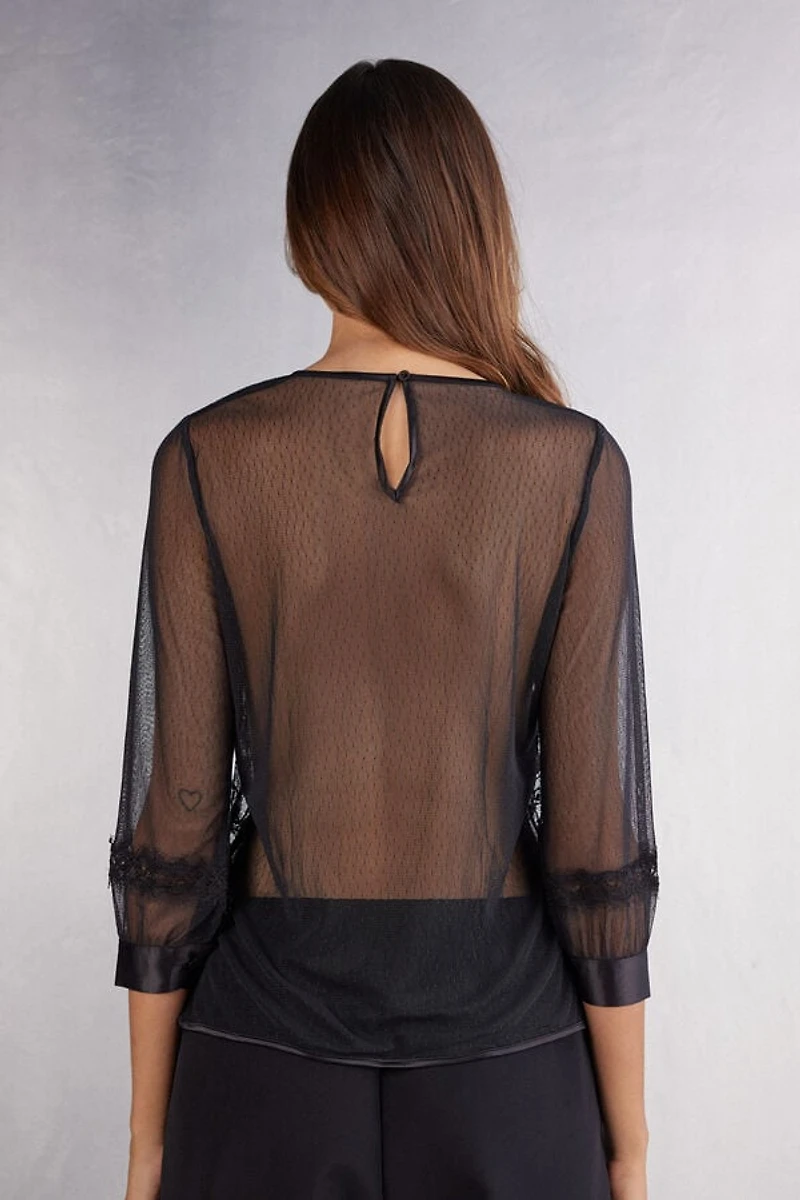 Her Beauty Lace and Tulle Long Sleeve Top