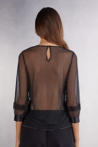 Her Beauty Lace and Tulle Long Sleeve Top