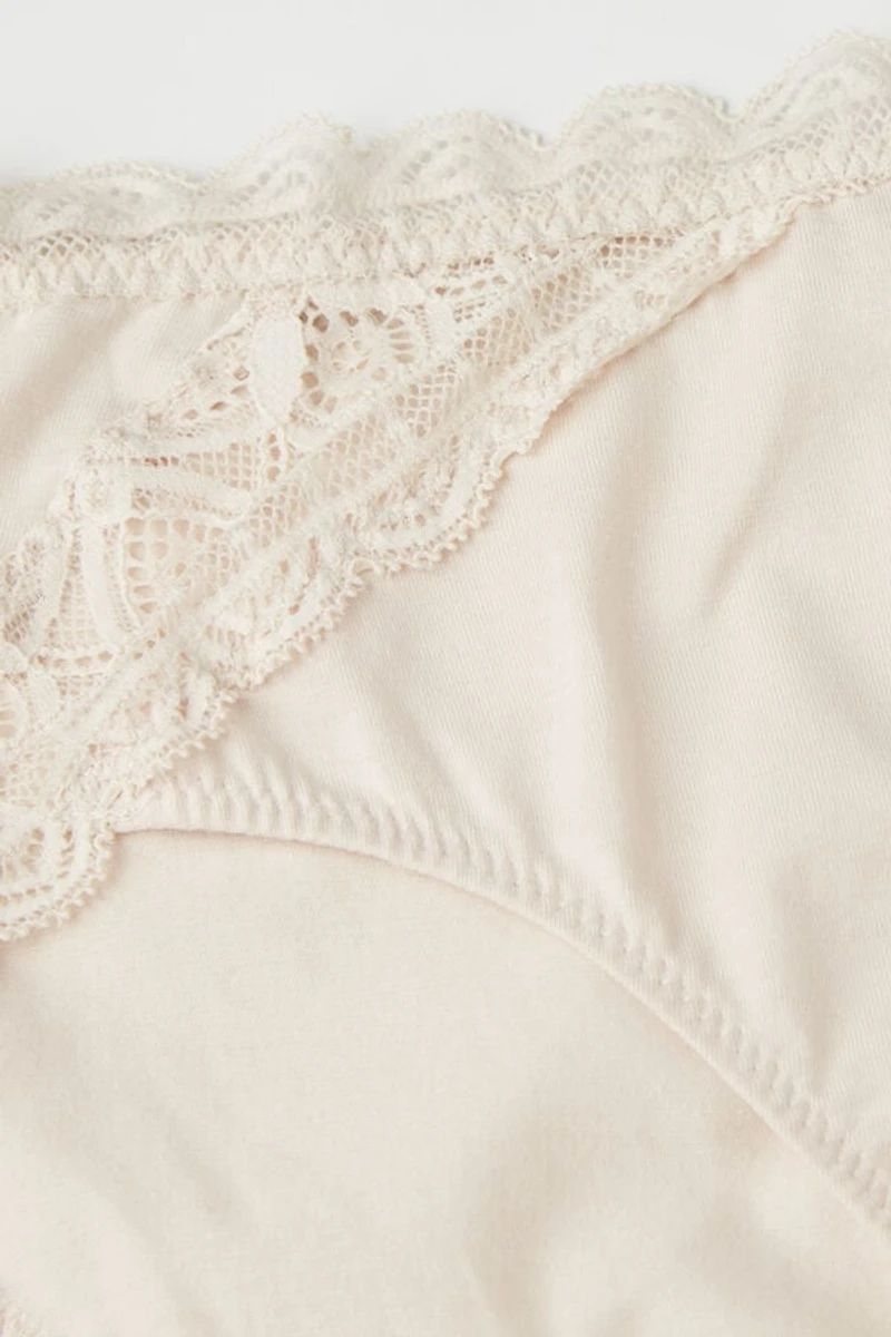 Semi-High Rise Cotton and Lace Panties