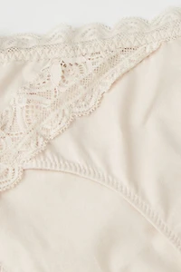 Semi-High Rise Cotton and Lace Panties