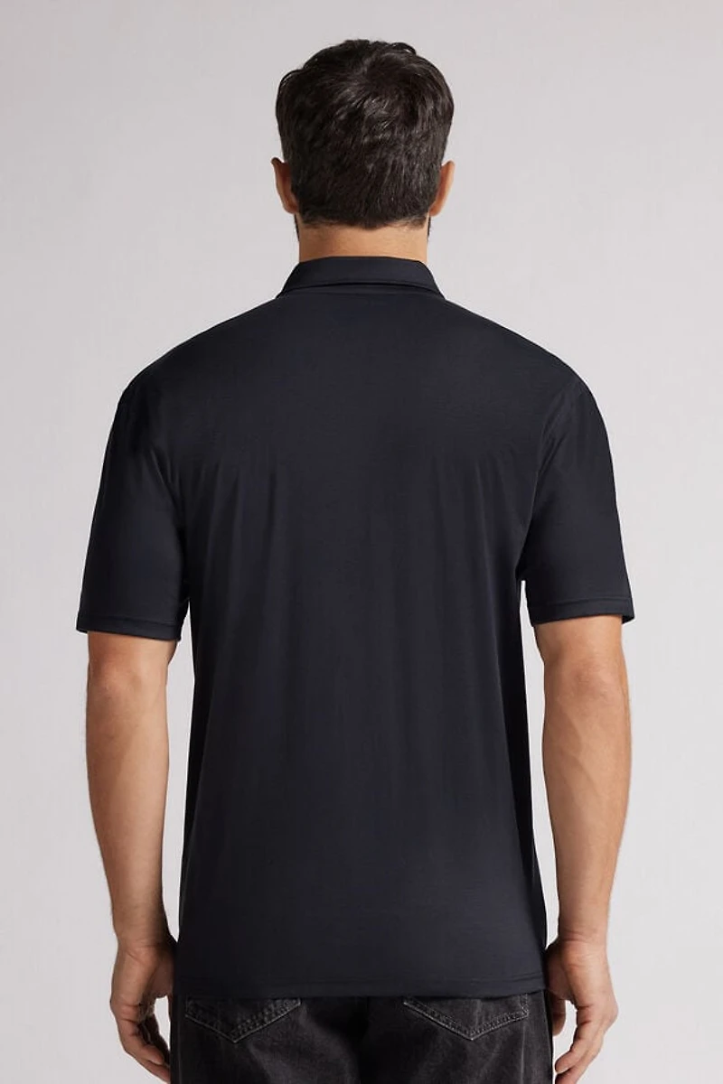 Short Sleeve Zip Polo Shirt Premium Mercerized Cotton