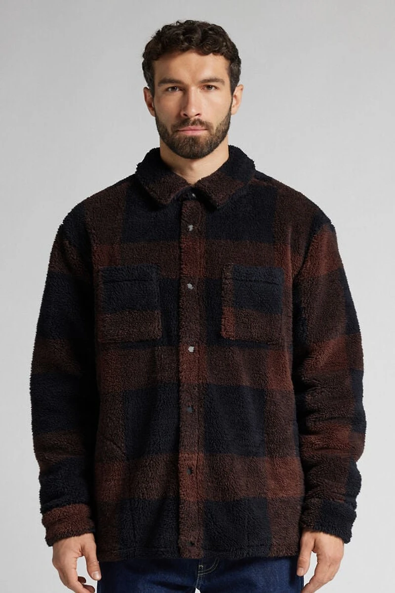 Blue and Red Check Polar Fleece Overshirt
