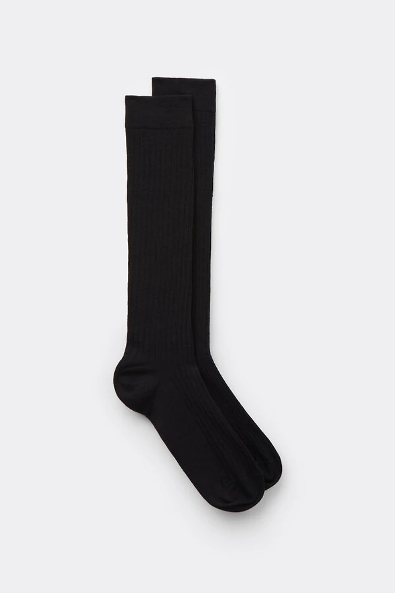 Ribbed Soft Cotton Knee Socks