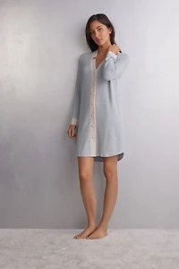 Cold Winter Night Button Up Nightshirt Modal with Wool