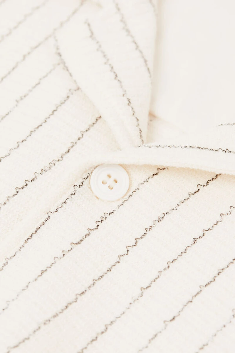 Short Sleeved Bowling Shirt with Stripes
