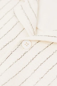 Short Sleeved Bowling Shirt with Stripes