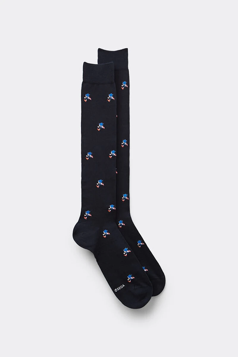 Sonic Print Cotton Knee Socks