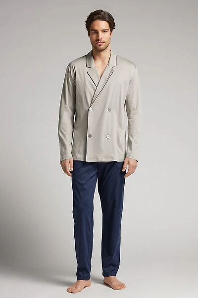 Double Breasted Full Length Cotton Pajamas