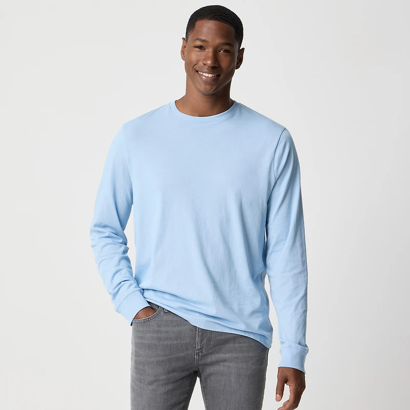 Long-sleeve washed jersey tee