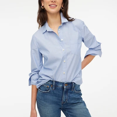 Signature-fit button-up shirt end-on-end cotton