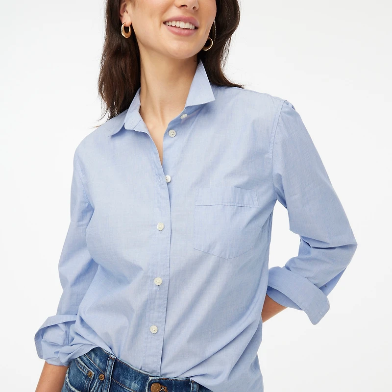 Signature-fit button-up shirt end-on-end cotton