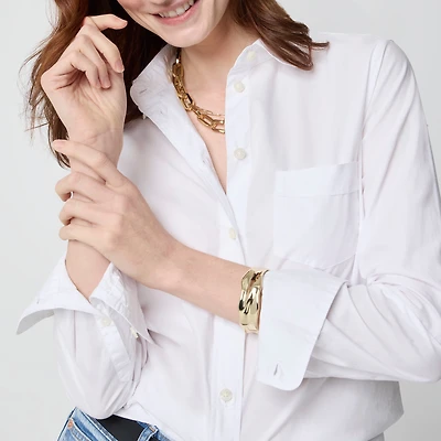 Button-up cotton poplin shirt signature fit