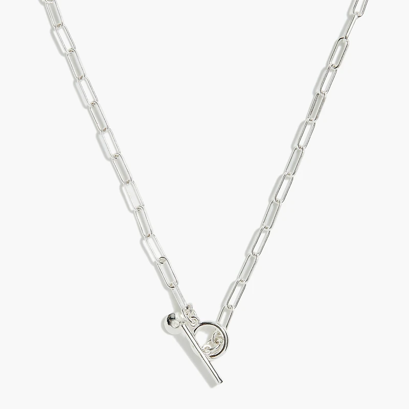 T-bar paper-clip link chain necklace
