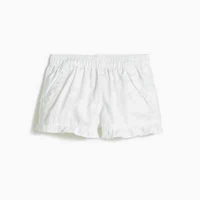 Girls' twill ruffle-trim short