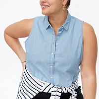 Chambray button-up shirt signature fit