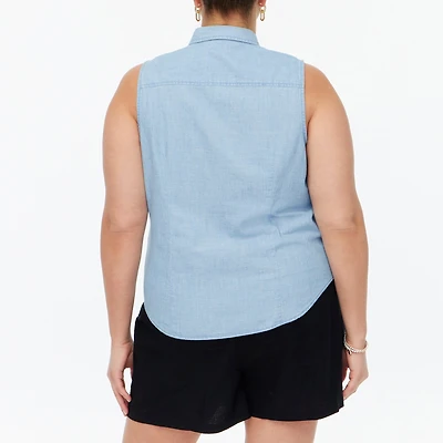 Chambray button-up shirt signature fit