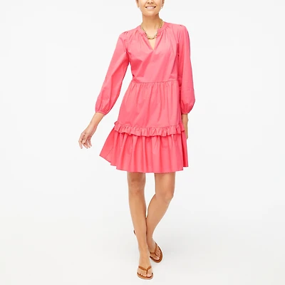 Cotton poplin tiered ruffle mini dress